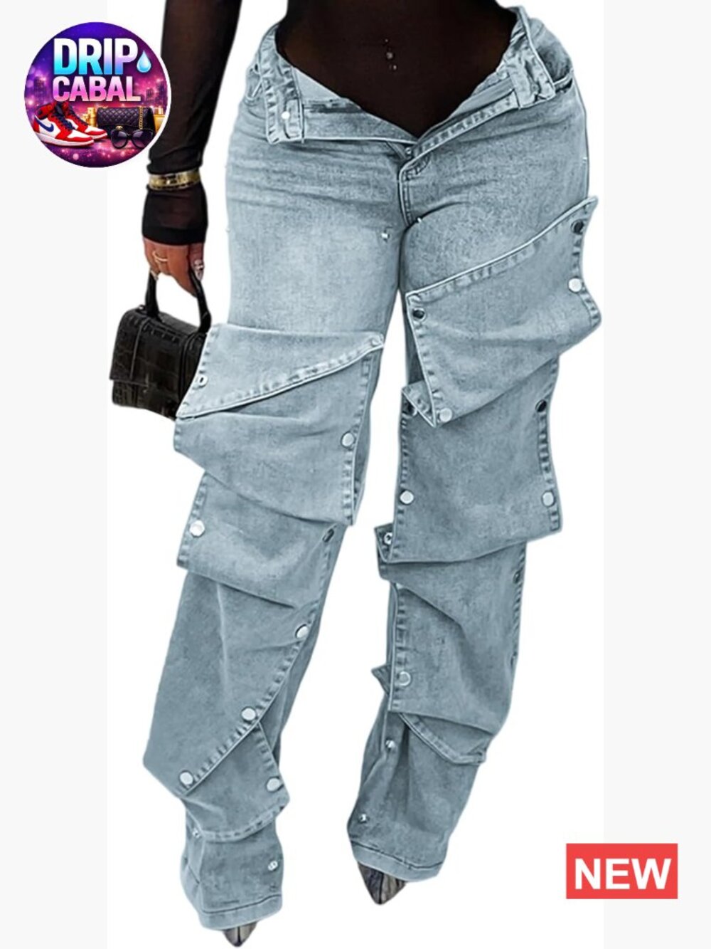 Y2K Detachable Patchwork Irregular Boyfriend Cargo Jeans High Waisted Straight